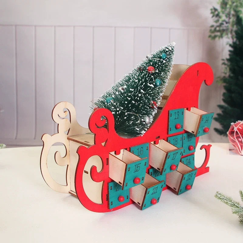 Weihnachts-Countdown-Kalender aus Holz für den Schreibtisch