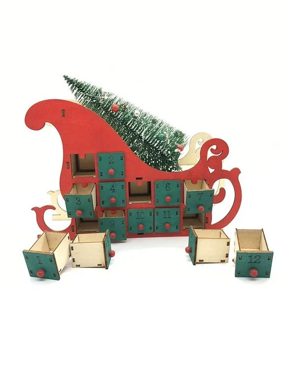Weihnachts-Countdown-Kalender aus Holz für den Schreibtisch