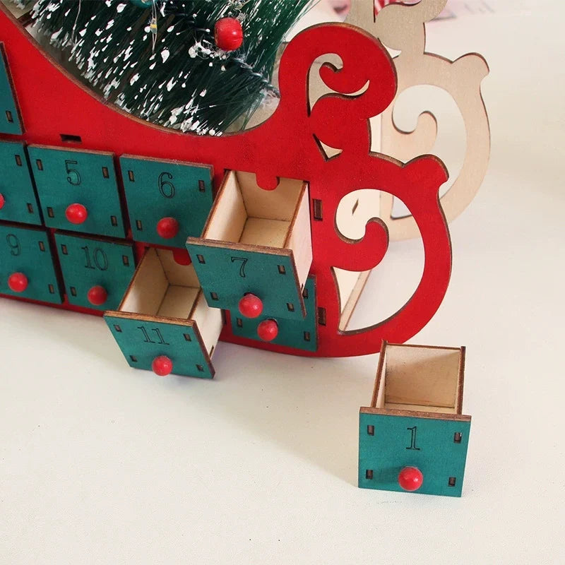 Weihnachts-Countdown-Kalender aus Holz für den Schreibtisch