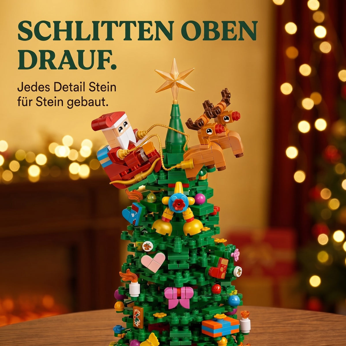Weihnachtsbaum-Adventskalender mit Bausteinen, 833 Teile in 24 Überraschungsboxen