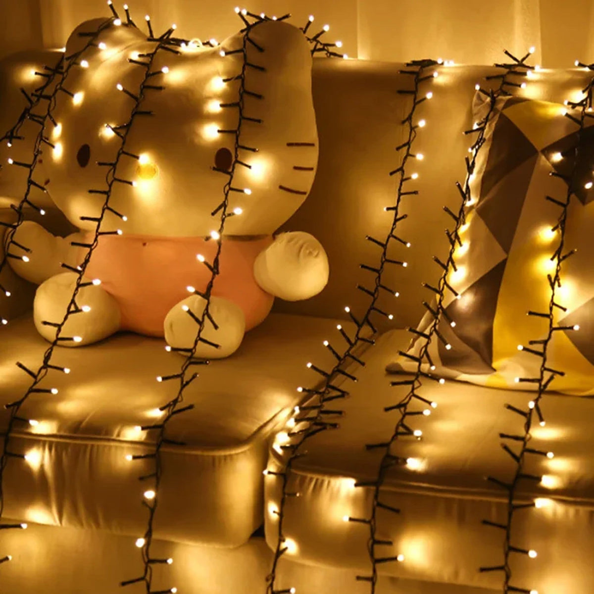 Weihnachtsbeleuchtung für außen – Cluster-Lichterkette in Warmweiß mit 8 Modi