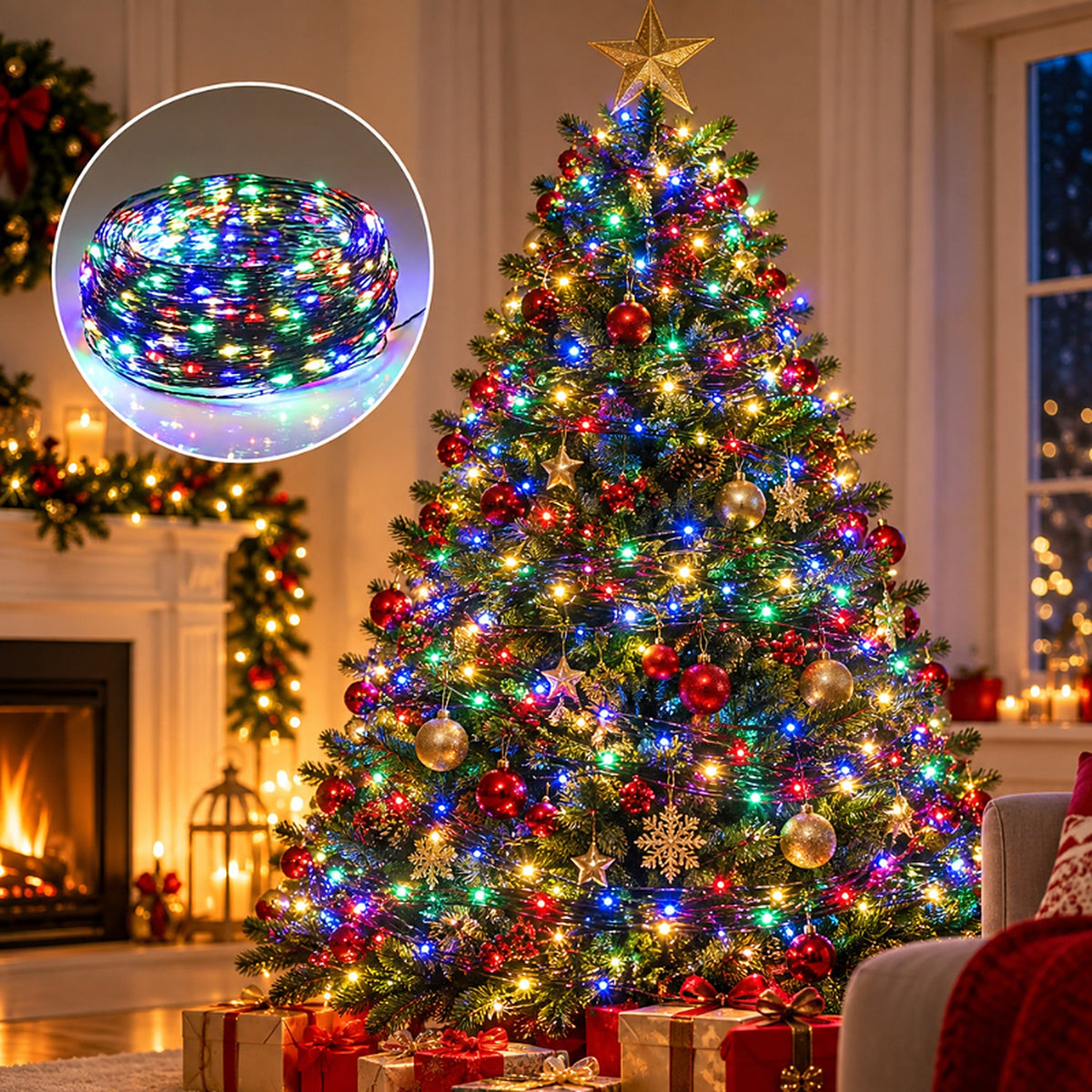 Weihnachtsbeleuchtung – Lichterkette bis zu 100 Meter mit Fernbedienung