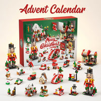 Weihnachtsdorf-Adventskalender, 28 Modelle 6-in-1, Nussknacker, Schlitten oder Weihnachtsbaum