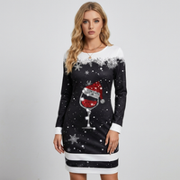 Weihnachtskleid mit Rundhalsausschnitt und Print