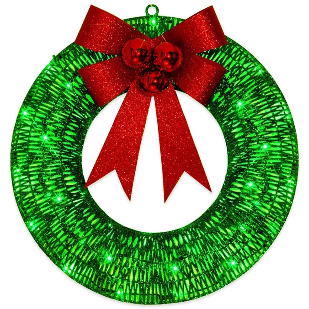 Weihnachtskranz – Elegante Dekoration in Gold und Grün mit LED-Beleuchtung