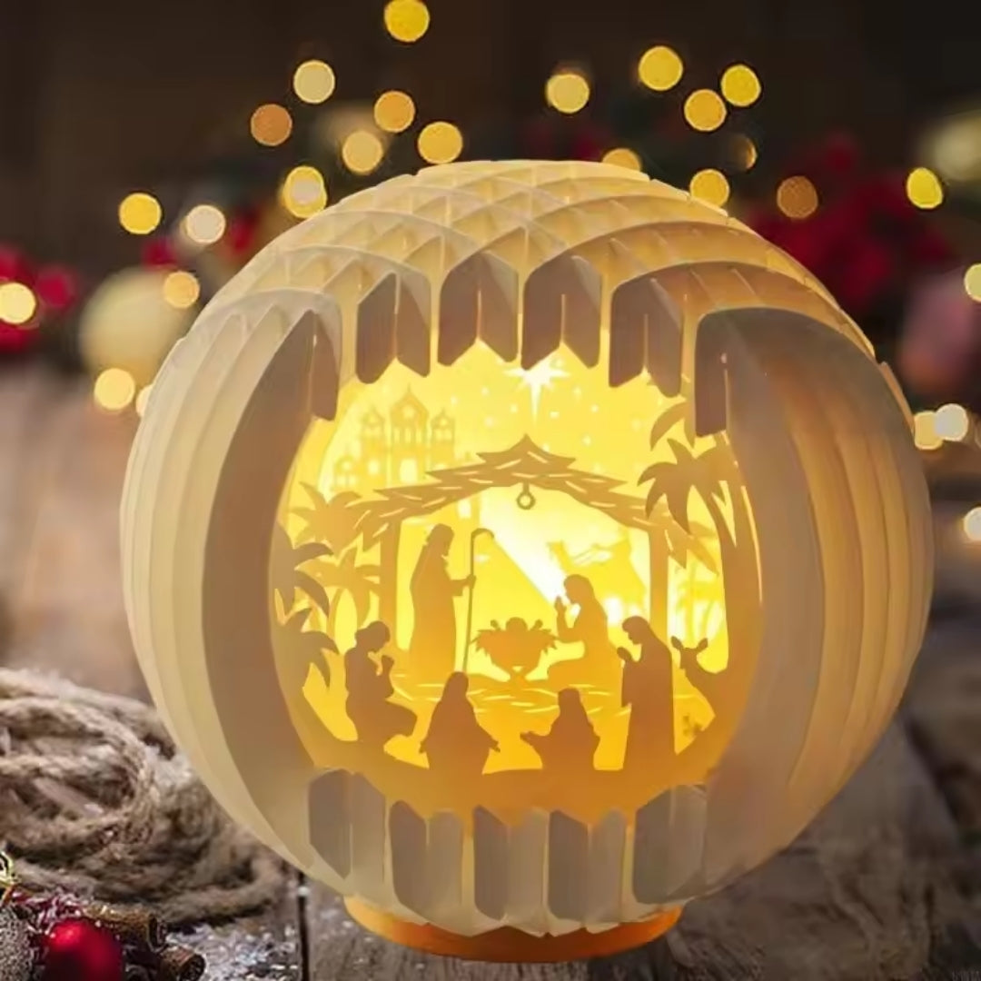 Weihnachtskrippe – beleuchtete Krippenszene aus Papier
