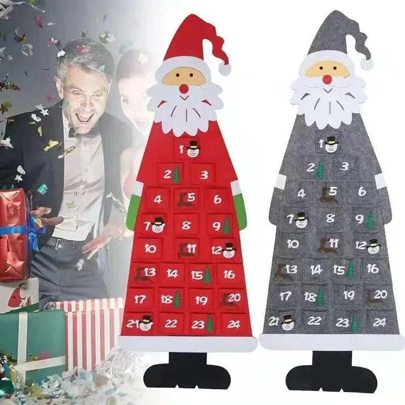 Weihnachtsmann-Adventskalender aus Filz mit 24 Taschen für Kinder – bunte Weihnachtsdekoration