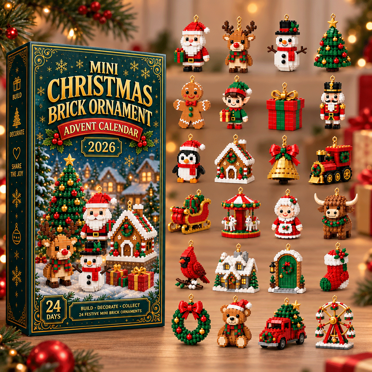 Weihnachtsschmuck-Adventskalender – 24 Mini-Bausets als Weihnachtsdekoration