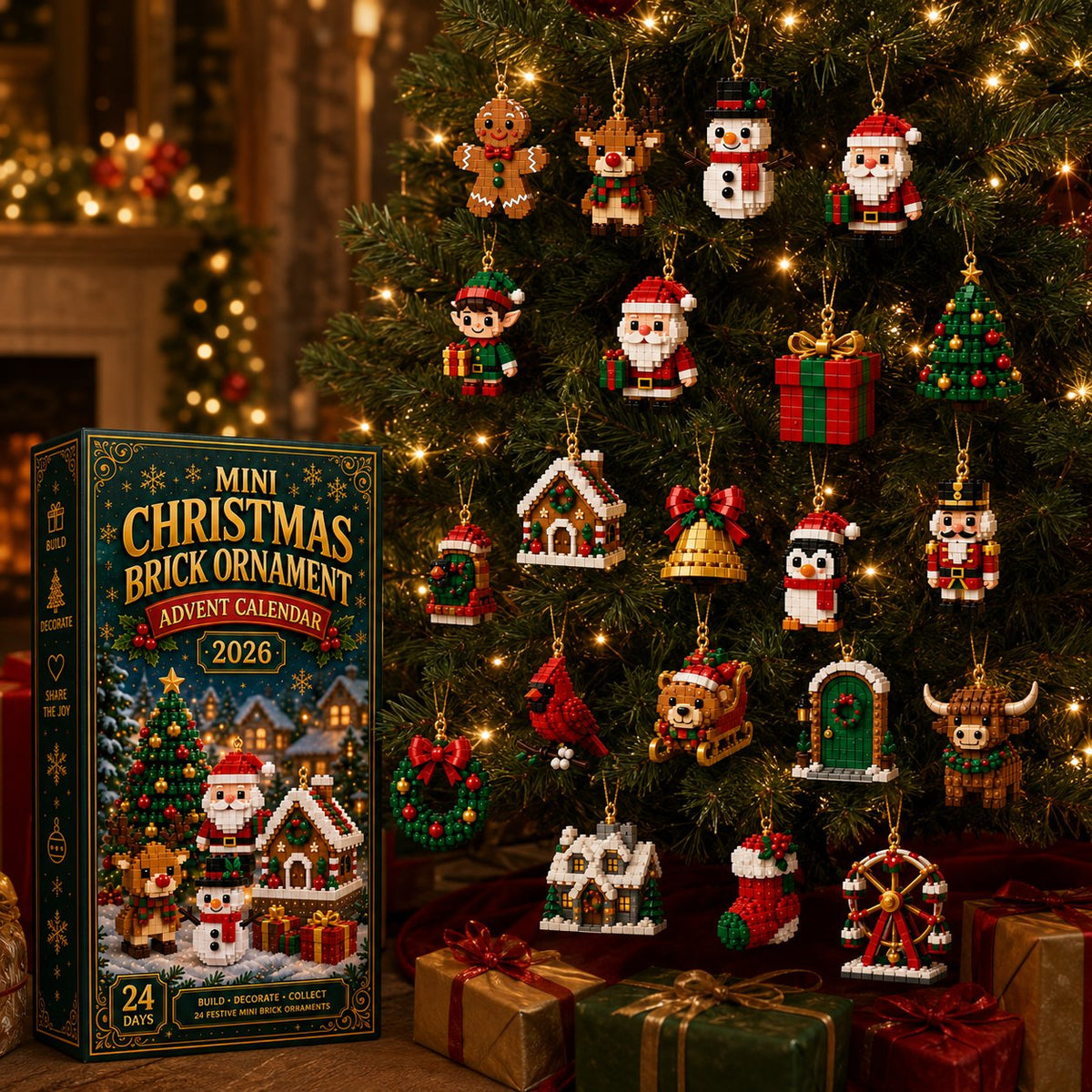 Weihnachtsschmuck-Adventskalender – 24 Mini-Bausets als Weihnachtsdekoration