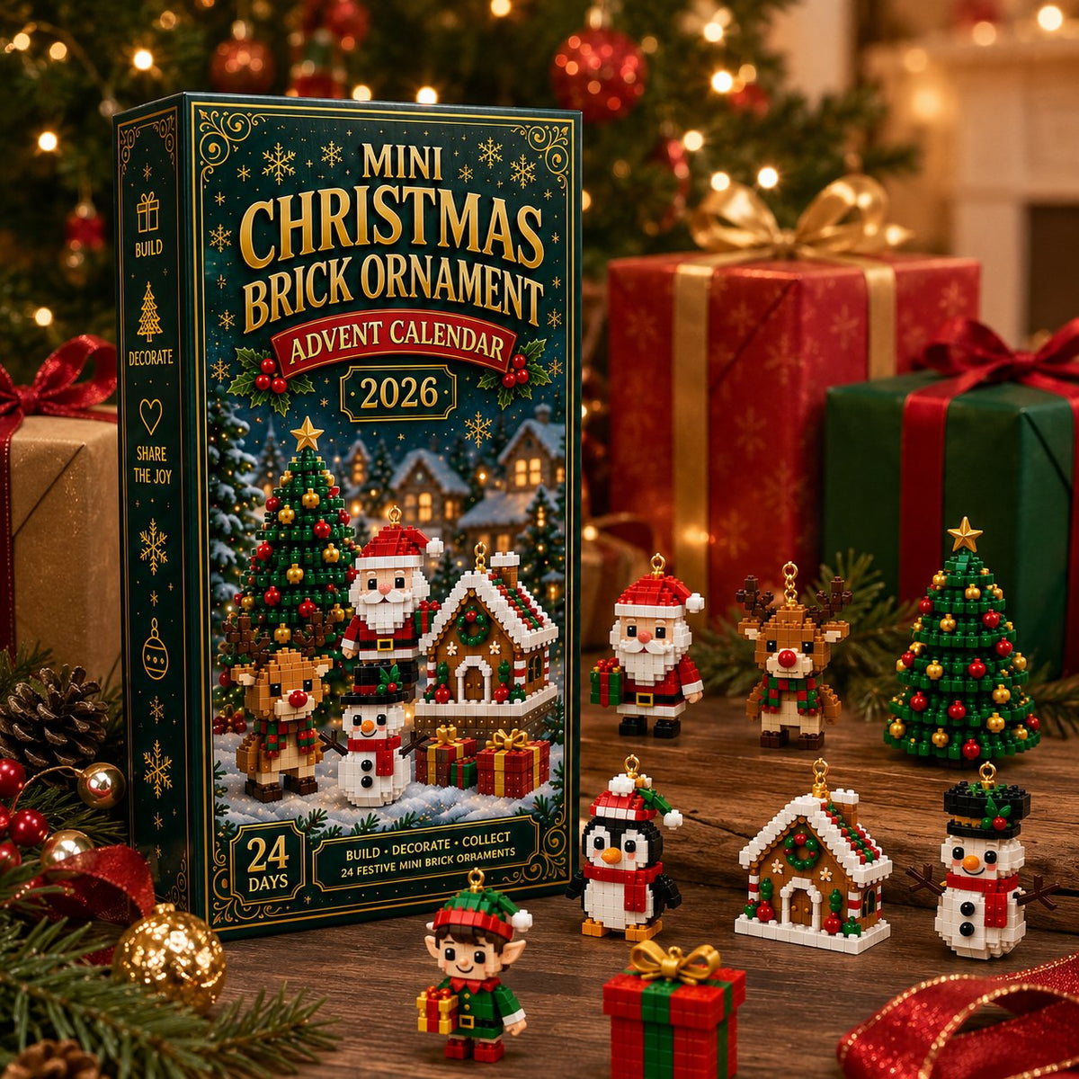 Weihnachtsschmuck-Adventskalender – 24 Mini-Bausets als Weihnachtsdekoration