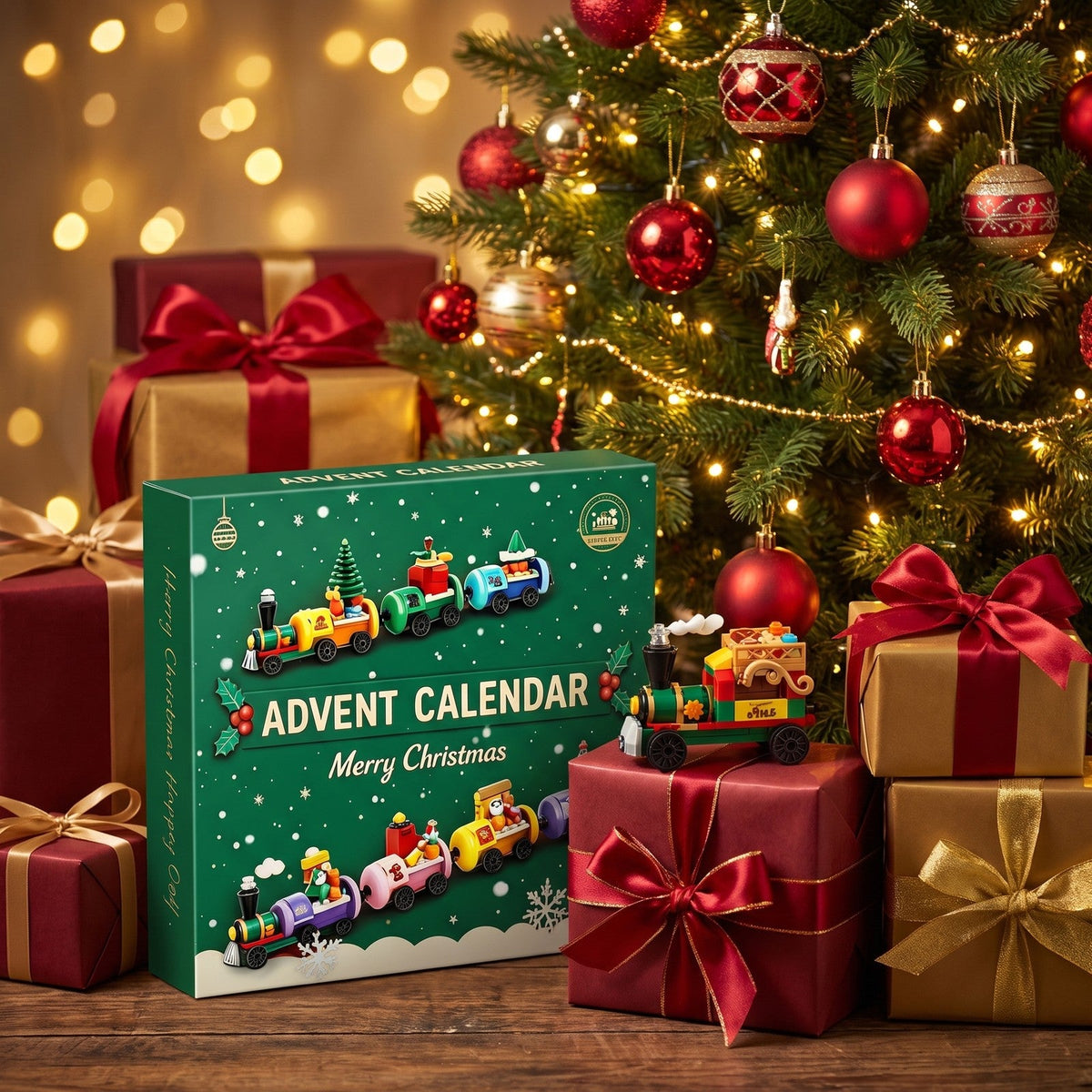 Weihnachtszug-Adventskalender, 904-teiliges Zug-Bauset aus Bausteinen