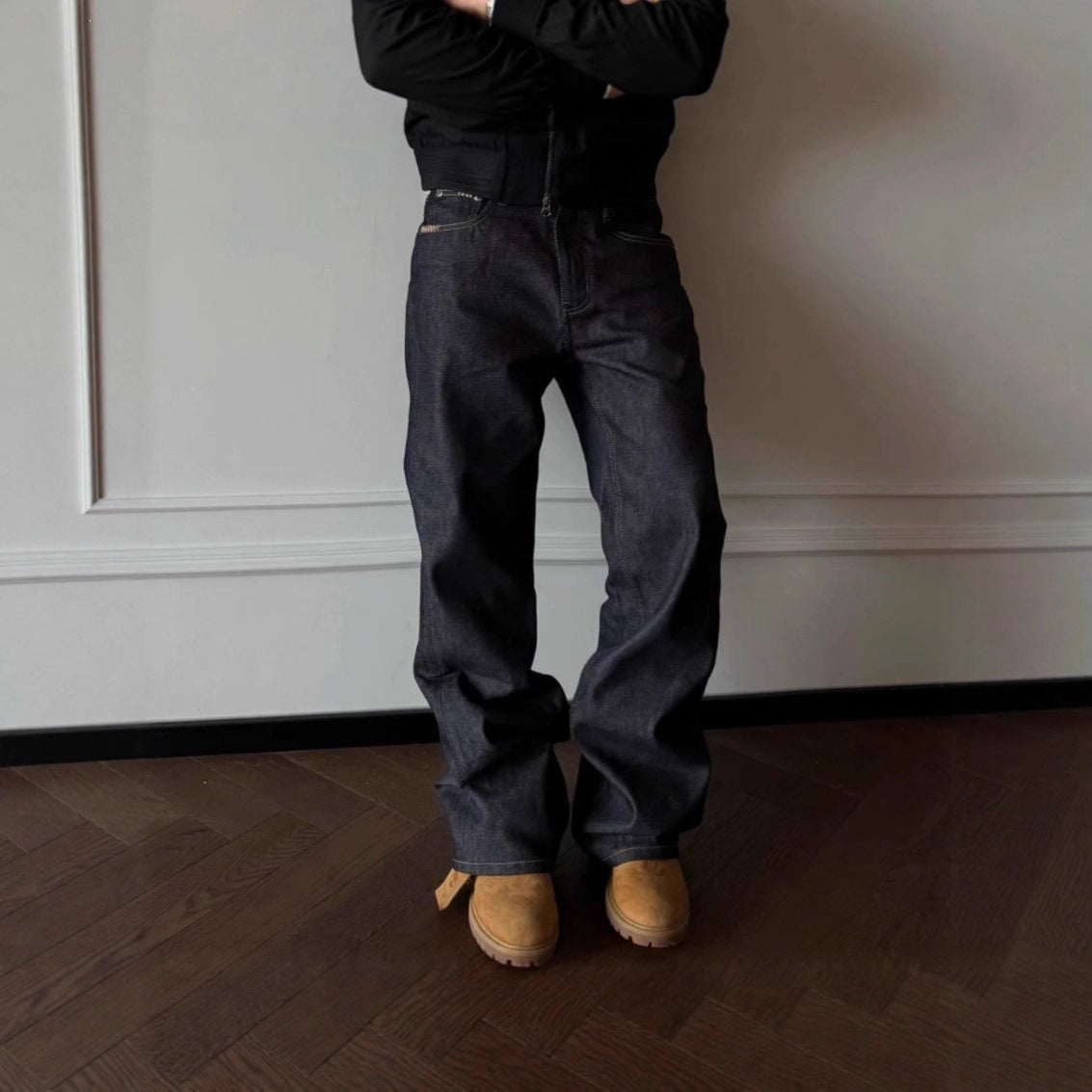 Weit geschnittene Denim-Jeans für Herren mit Taschen
