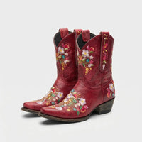 Western-Stiefeletten mit Blumenstickerei