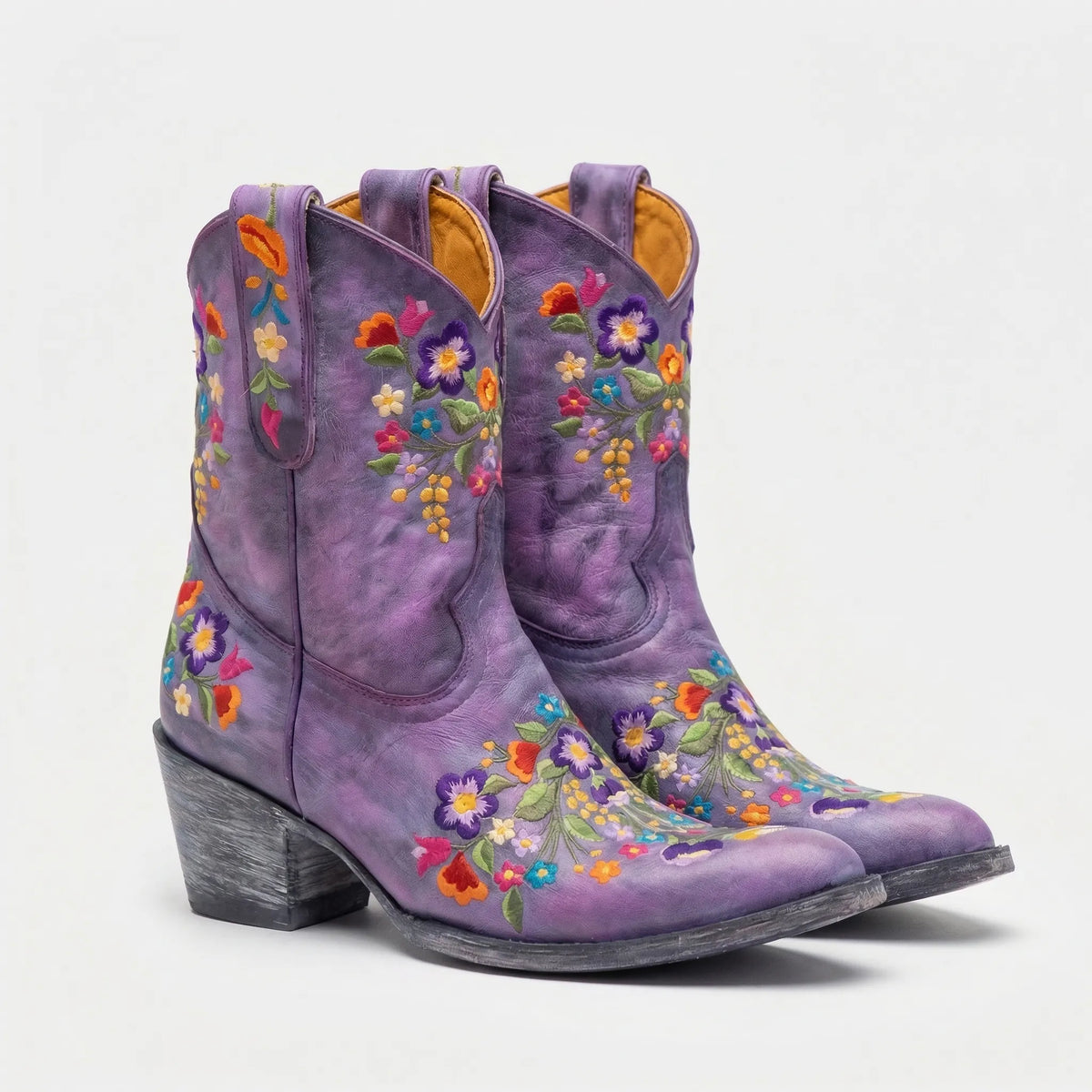 Western-Stiefeletten mit Blumenstickerei