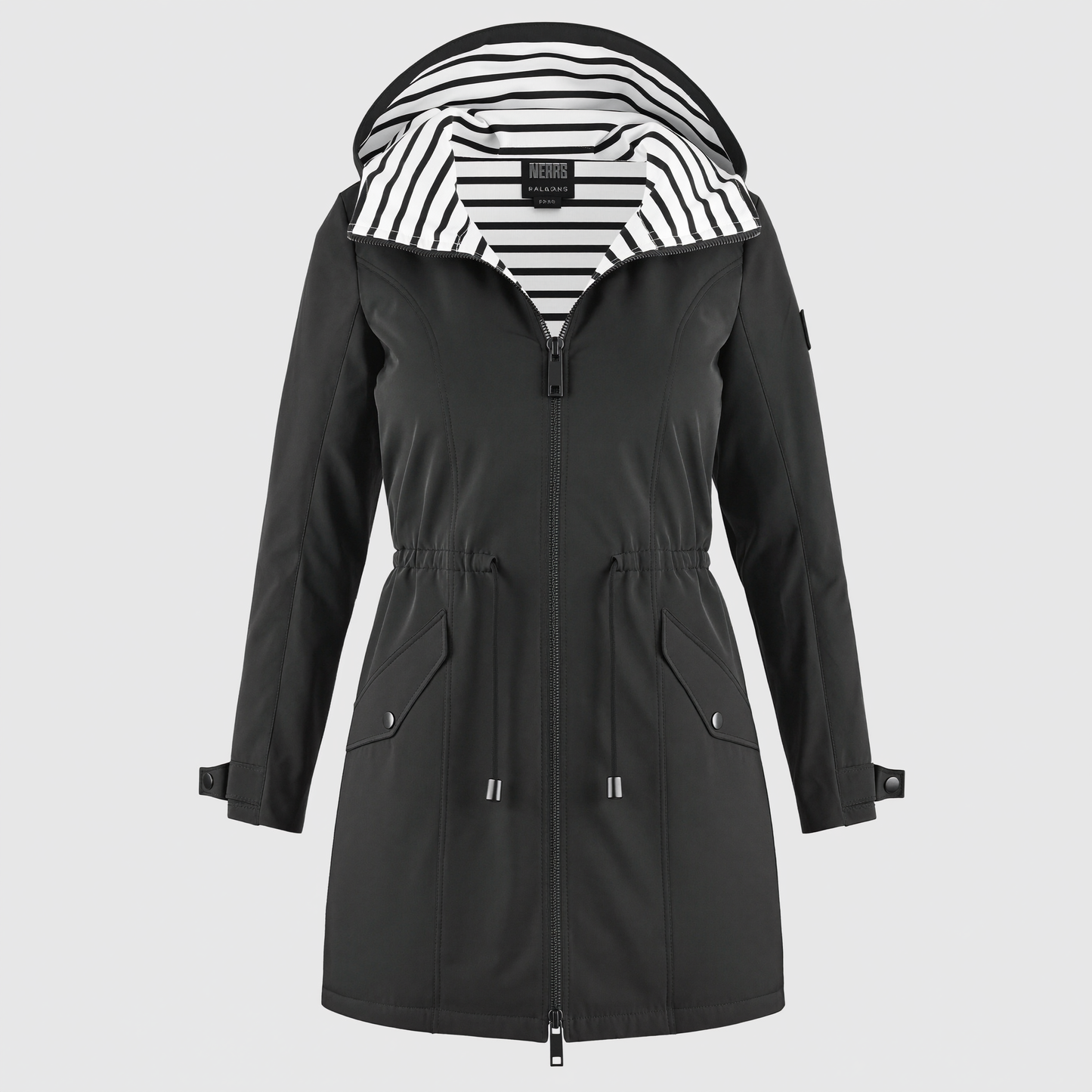 Wetterfester Damenmantel mit Kapuze | Leichter Polyester | Ganzjahresjacke