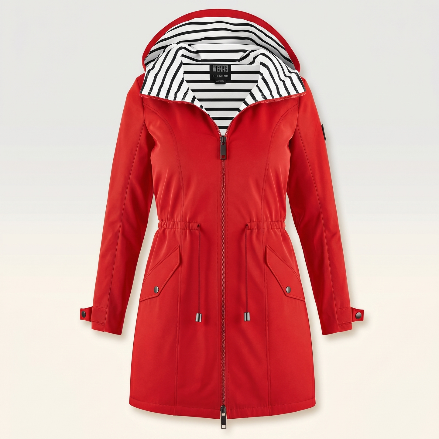 Wetterfester Damenmantel mit Kapuze | Leichter Polyester | Ganzjahresjacke