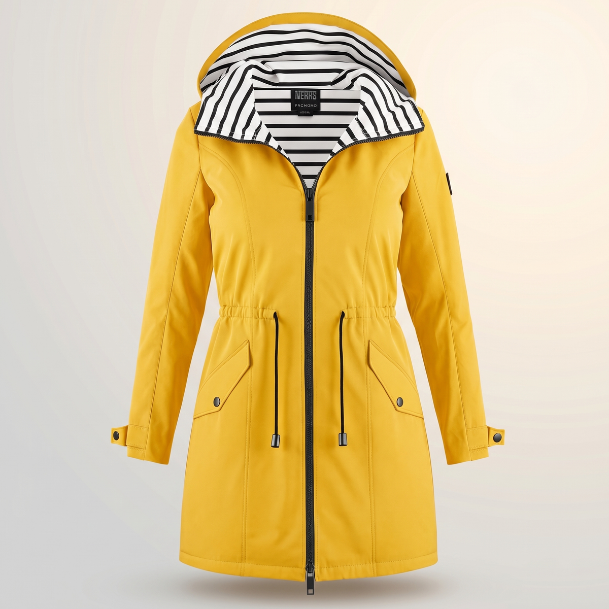 Wetterfester Damenmantel mit Kapuze | Leichter Polyester | Ganzjahresjacke