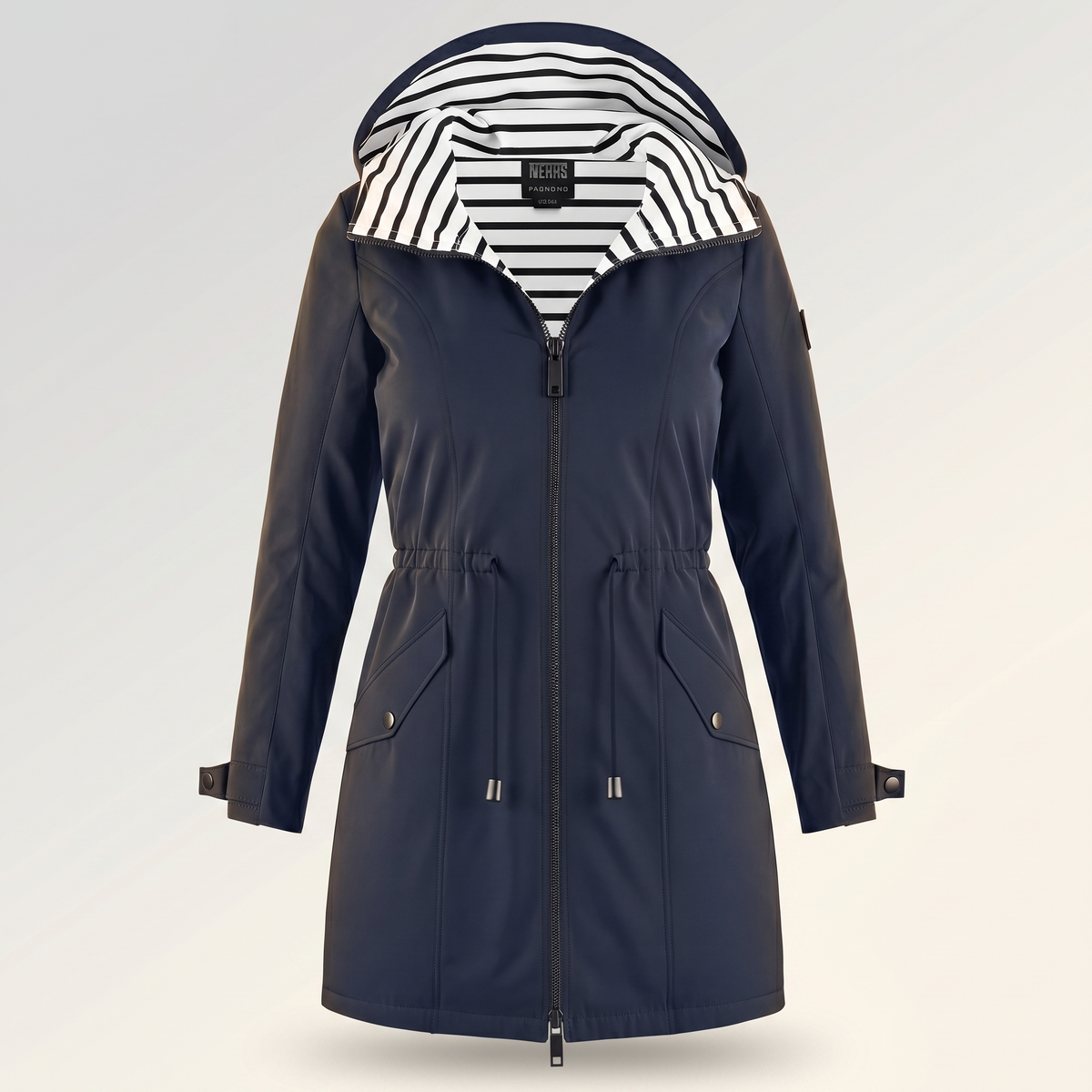 Wetterfester Damenmantel mit Kapuze | Leichter Polyester | Ganzjahresjacke