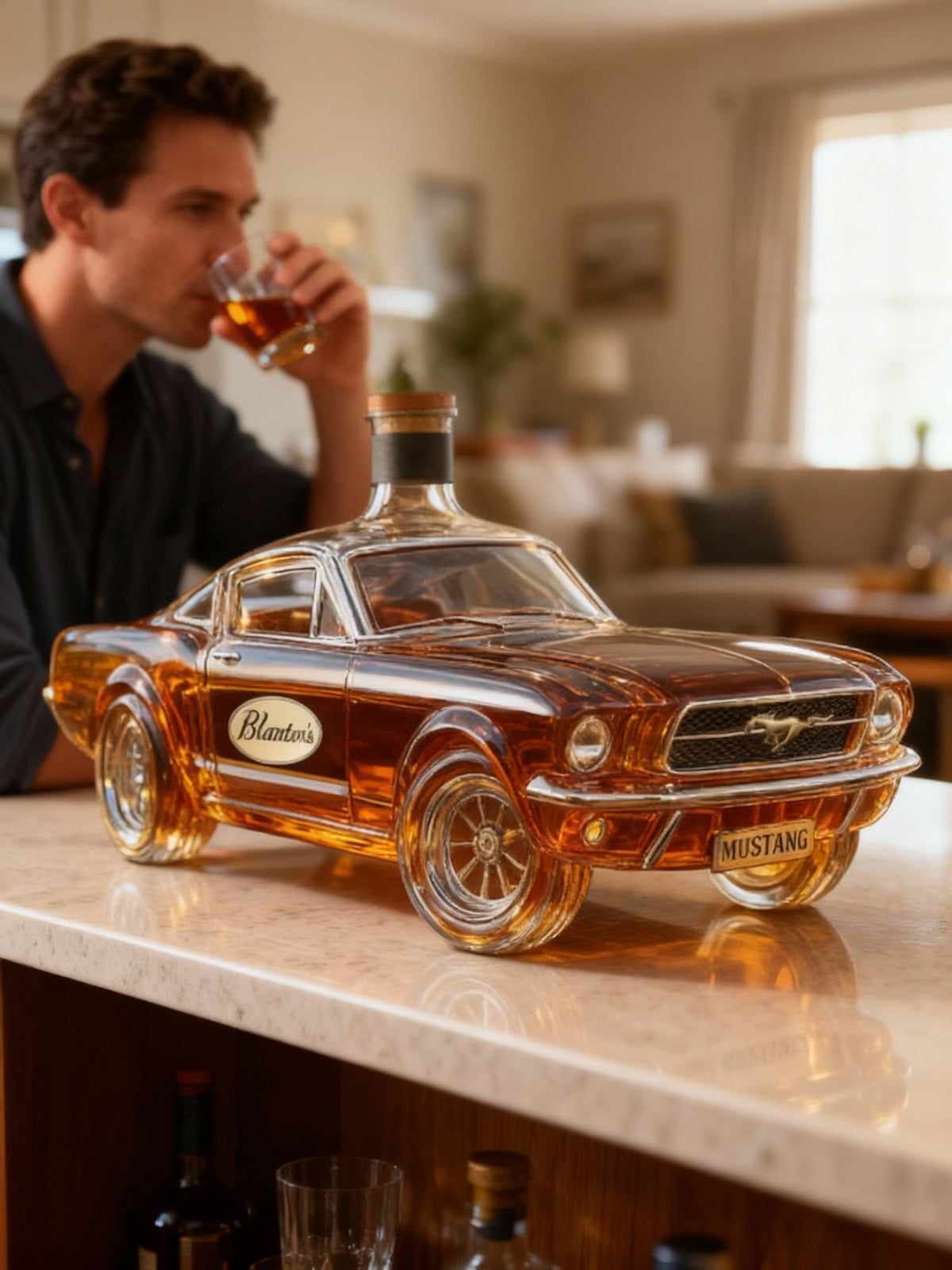 Whiskykaraffe in Mustang-Autoform