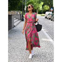Wickel-Midikleid für Damen mit V-Ausschnitt