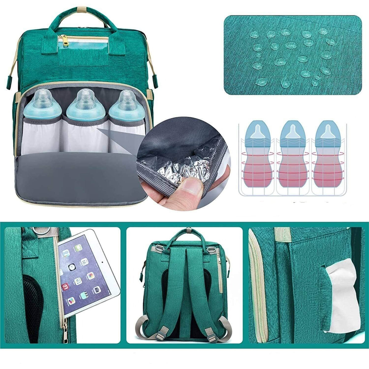 Wickelrucksack mit klappbarem Babybett – wasserdichtes Design mit mehreren Taschen