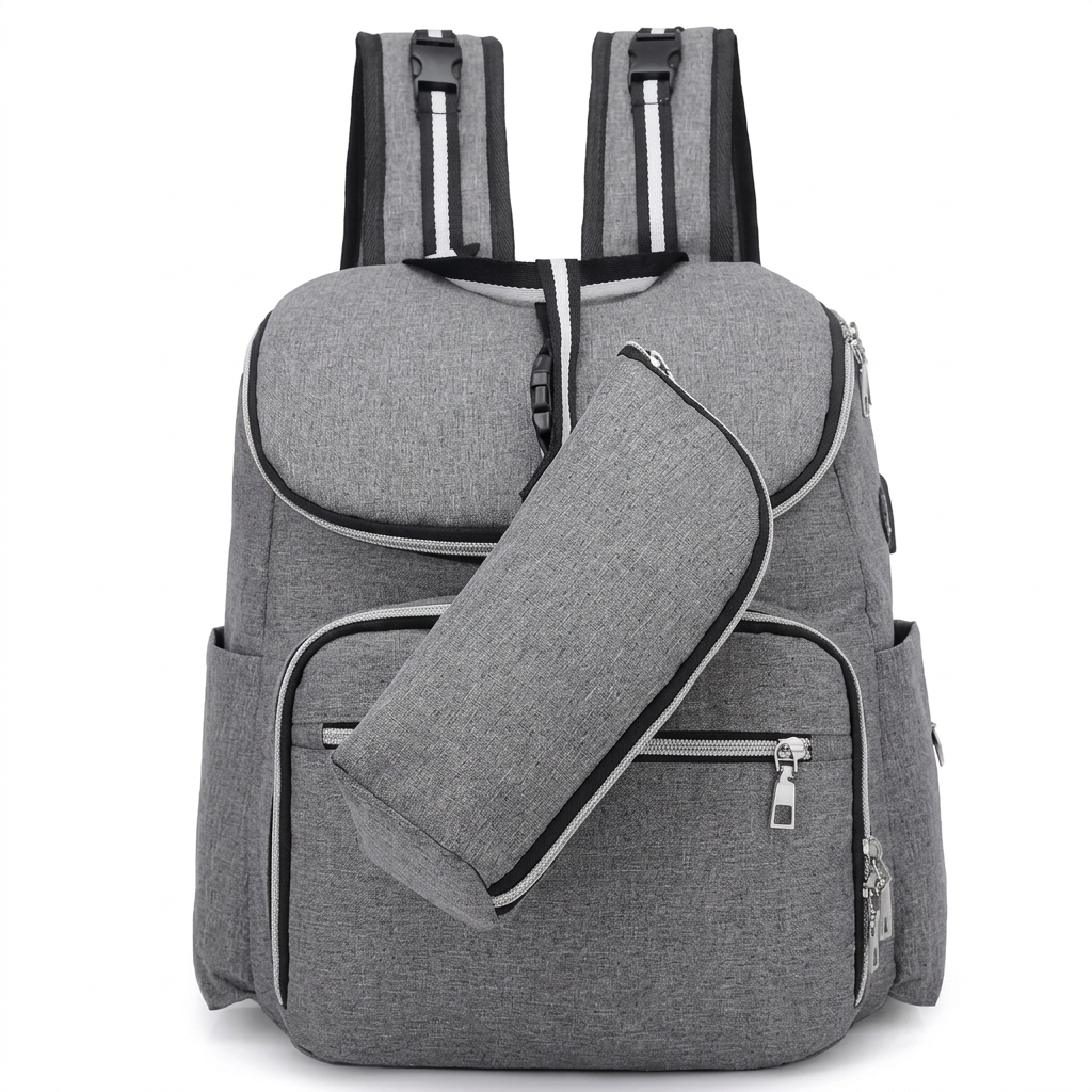 Wickelrucksack mit vielen Fächern und verstellbaren Schultergurten