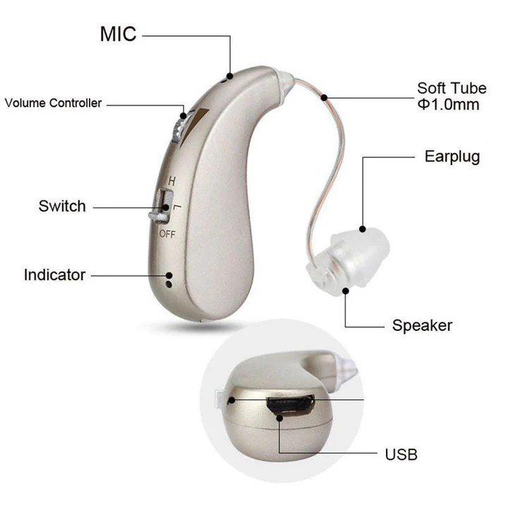 Wiederaufladbare Bluetooth-Hörhilfe