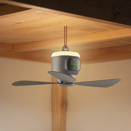 Wiederaufladbarer Outdoor-Deckenventilator mit 12000 mAh und LED-Beleuchtung