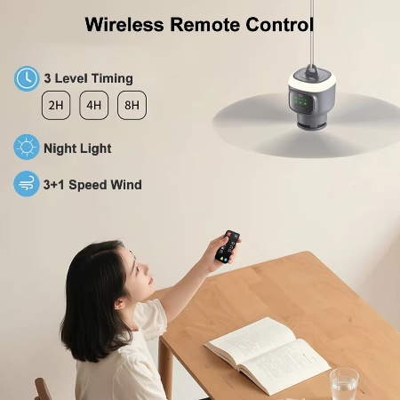 Wiederaufladbarer Outdoor-Deckenventilator mit 12000 mAh und LED-Beleuchtung