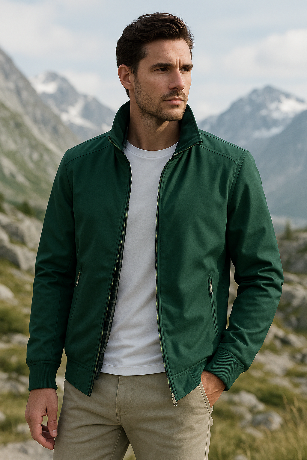 Windabweisende Herrenjacke im minimalistischen Design mit weichem Futter
