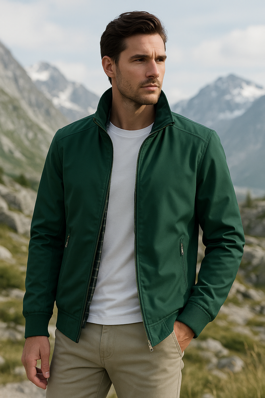 Windabweisende Herrenjacke im minimalistischen Design mit weichem Futter