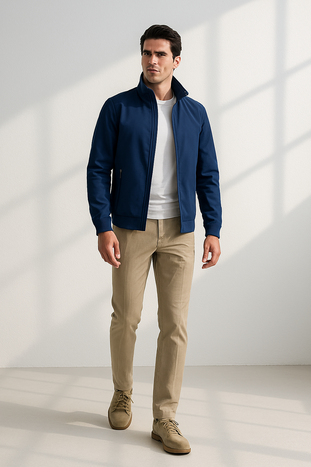 Windabweisende Herrenjacke im minimalistischen Design mit weichem Futter