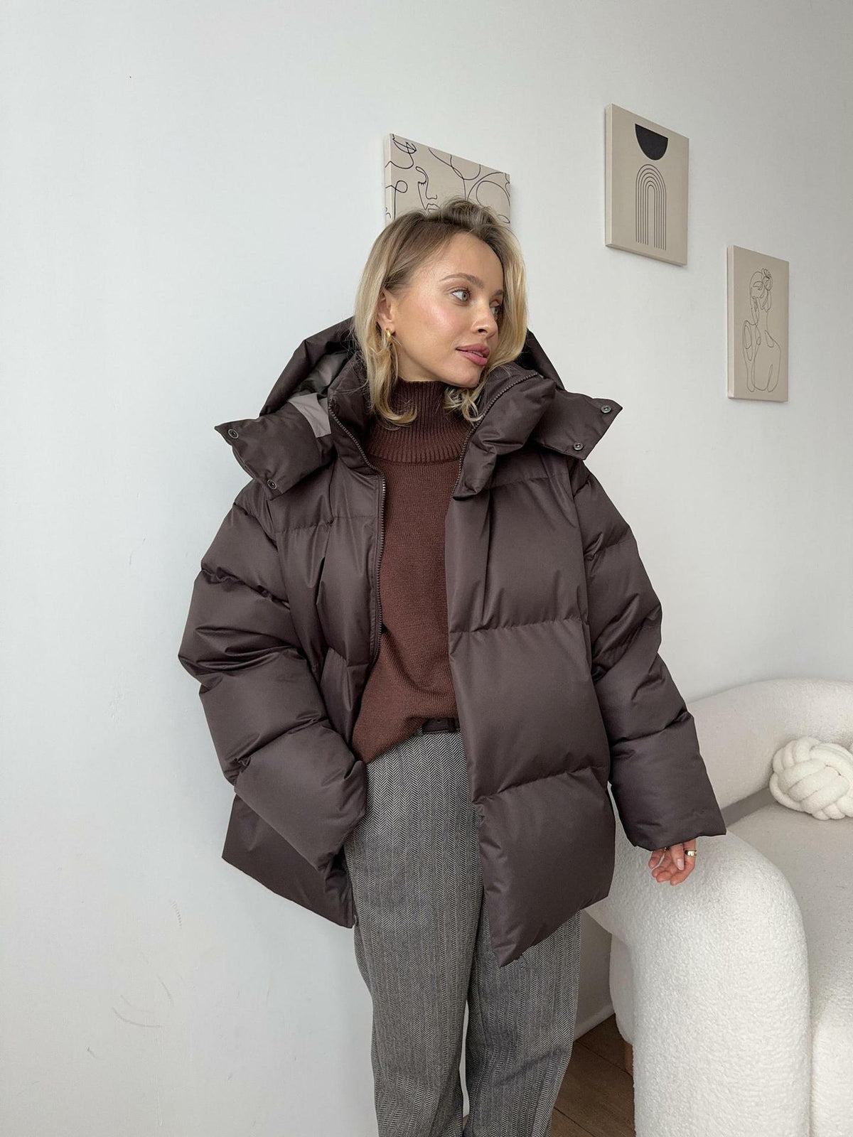 Winter-Pufferjacke mit Kapuze für Damen