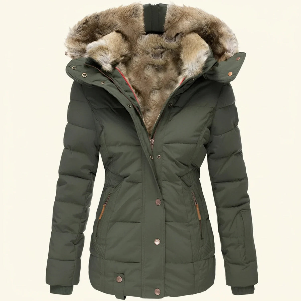 Winter-Pufferjacke mit Kapuze für Damen