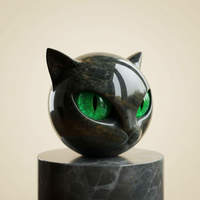 Zauberhafte Kunstskulptur eines schwarzen Katzenkopfes