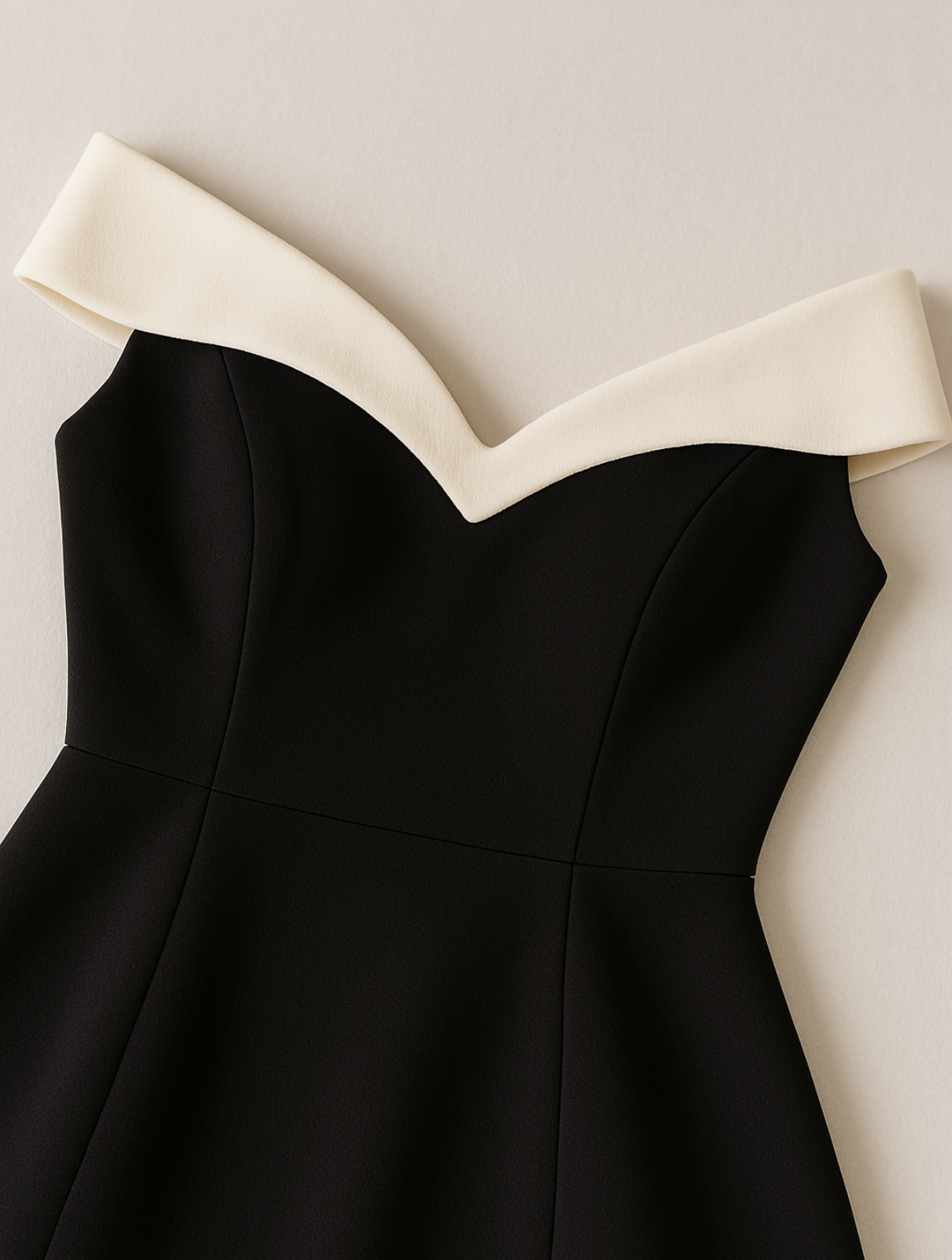 Zeitloses schulterfreies Kontrast-Minikleid