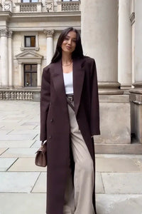 Zweireihiger Oversized-Langmantel für Damen