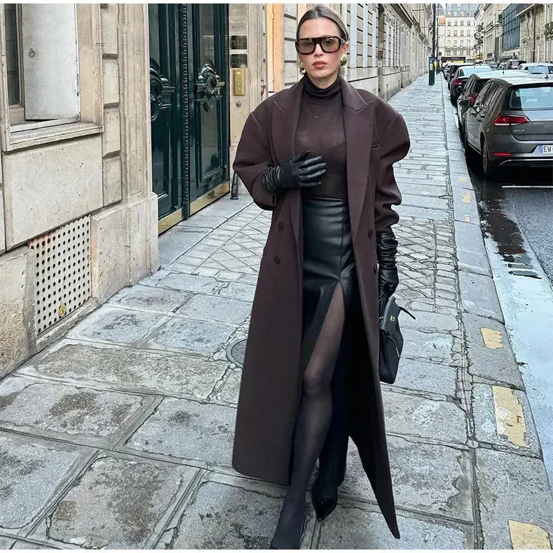Zweireihiger Oversized-Langmantel für Damen