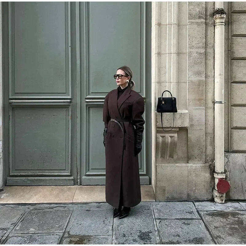 Zweireihiger Oversized-Langmantel für Damen