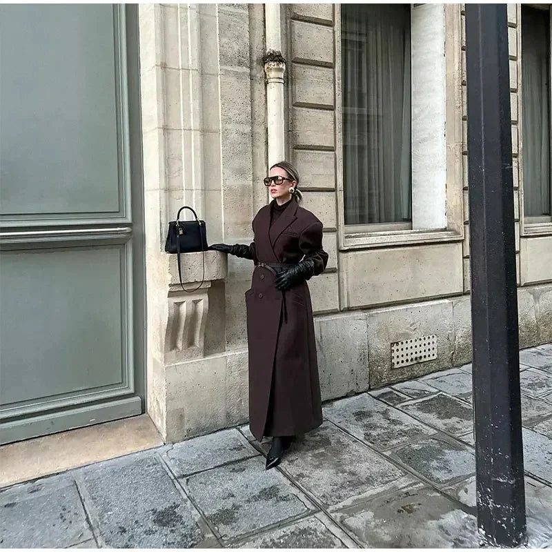 Zweireihiger Oversized-Langmantel für Damen