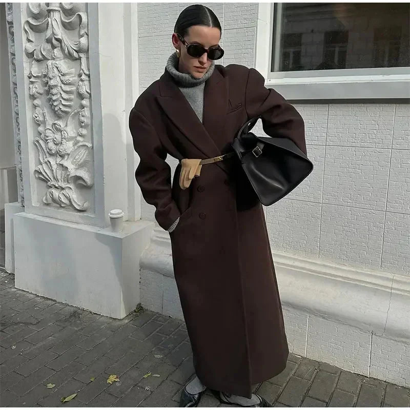 Zweireihiger Oversized-Langmantel für Damen