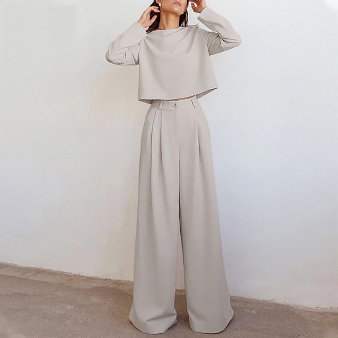 Zweiteiliges Damen-Set mit langärmligem Crop-Top