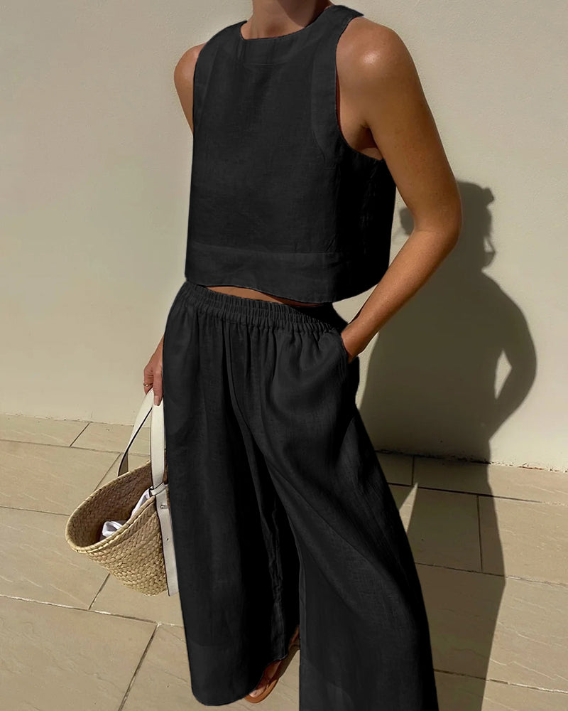 Zweiteiliges Set für Damen mit bauchfreiem Tanktop