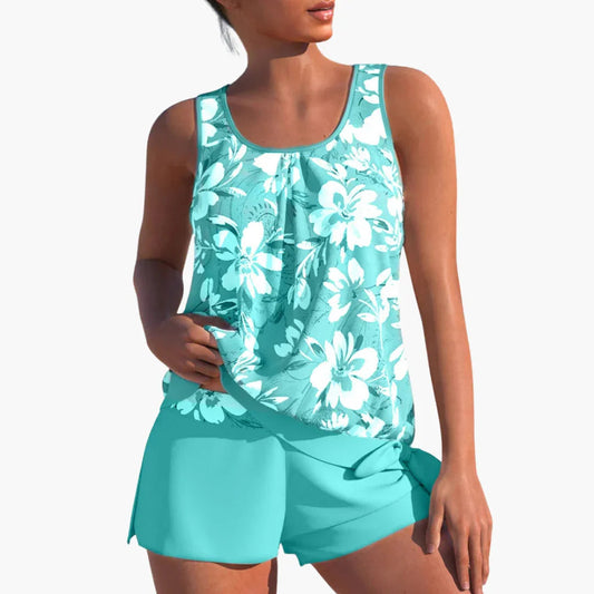 Zweiteiliges Tankini-Set für Damen – blumig und bequem