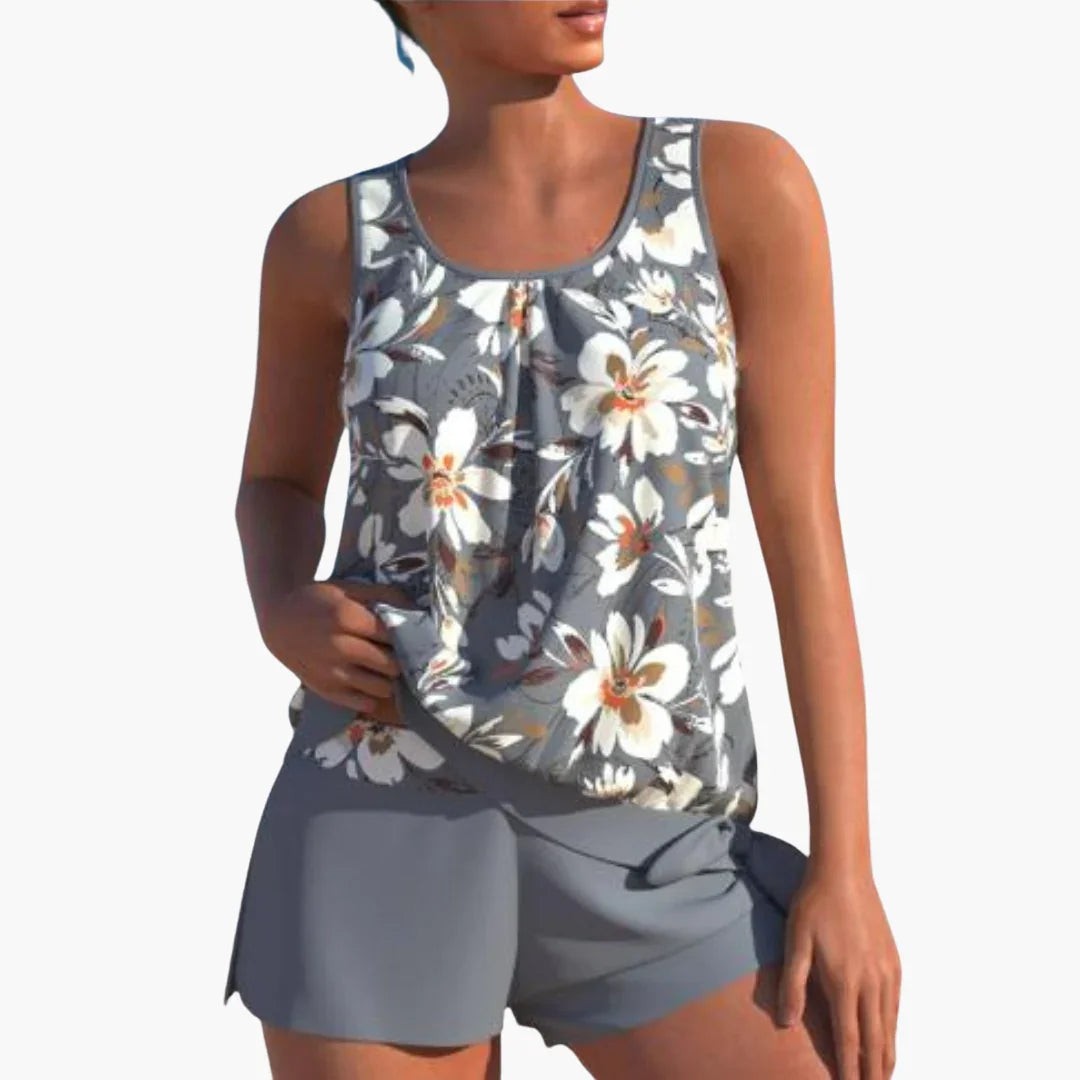 Zweiteiliges Tankini-Set für Damen – blumig und bequem