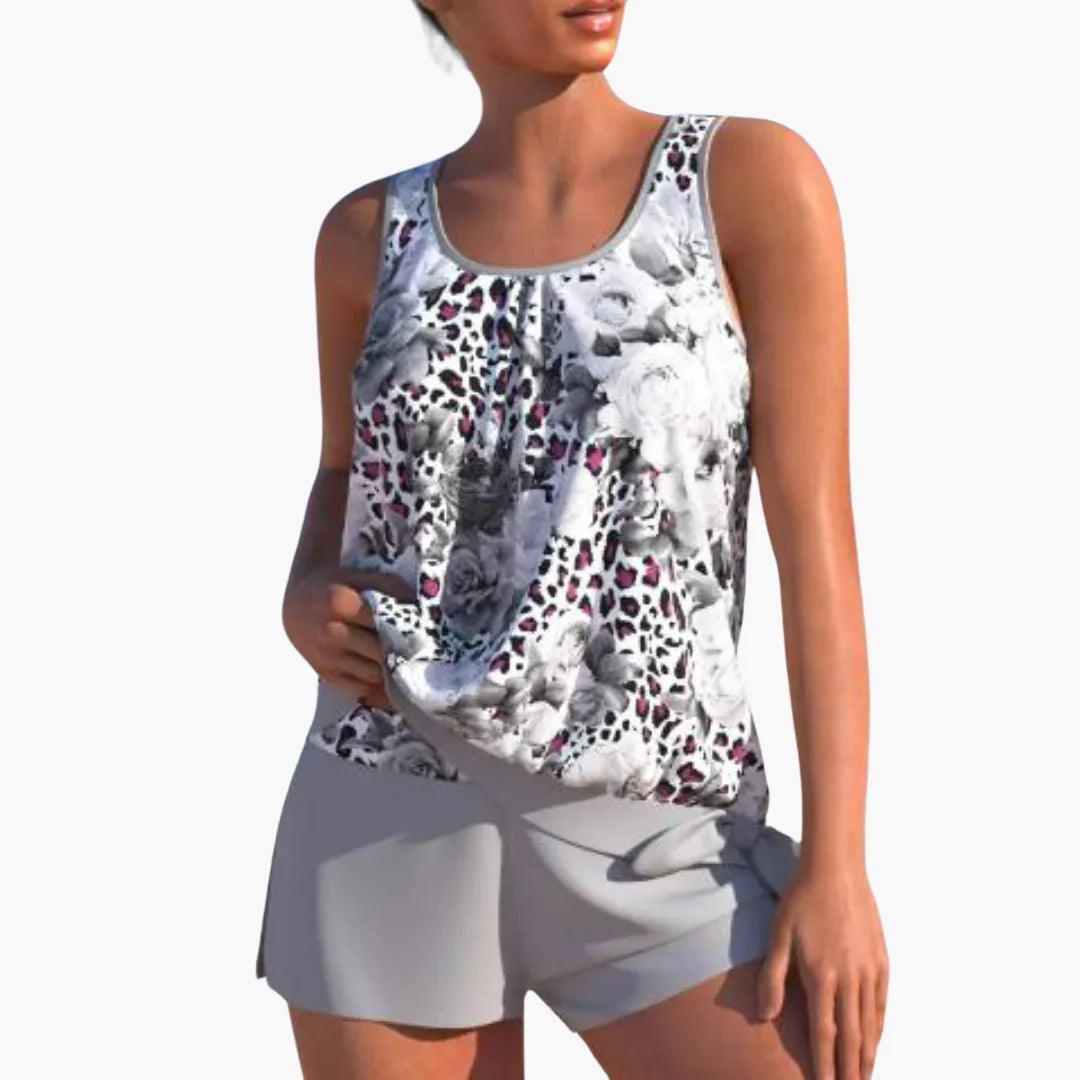 Zweiteiliges Tankini-Set für Damen – blumig und bequem