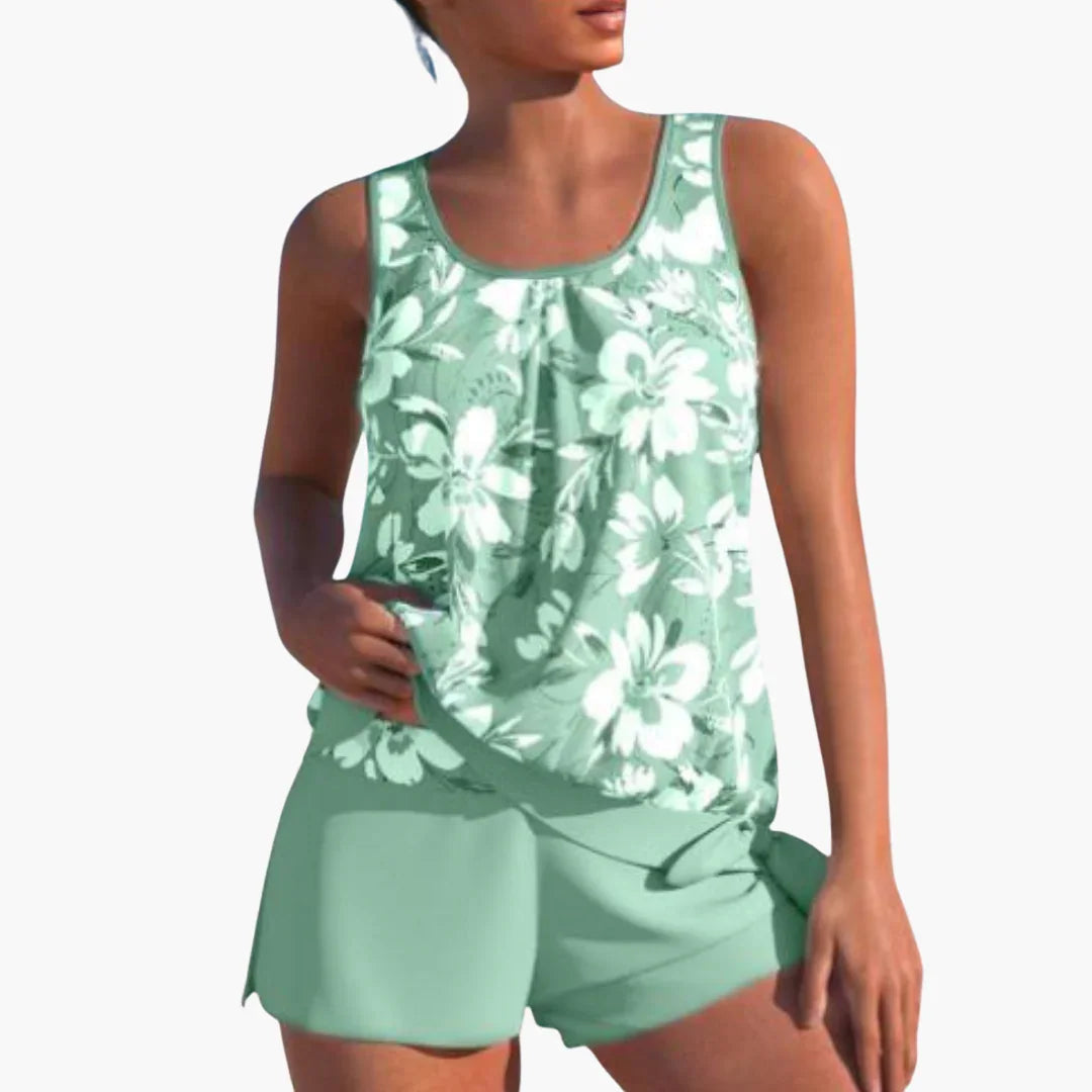 Zweiteiliges Tankini-Set für Damen – blumig und bequem